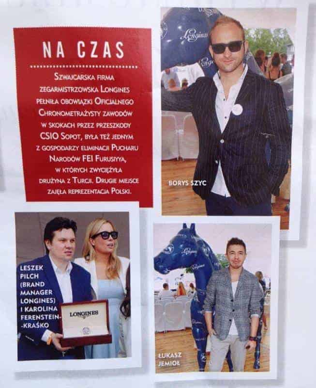 Objet publicitaire Longines 3 Zdjęcia ludzi oraz informacji na temat firmy zegarmistrzowskiej Longines, w tym Bor