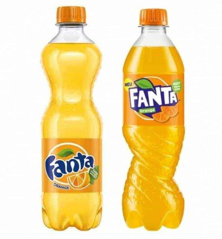 Bouteilles promotionnelles FANTA 1 Dwie butelki pomarańczowego napoju Fanta.