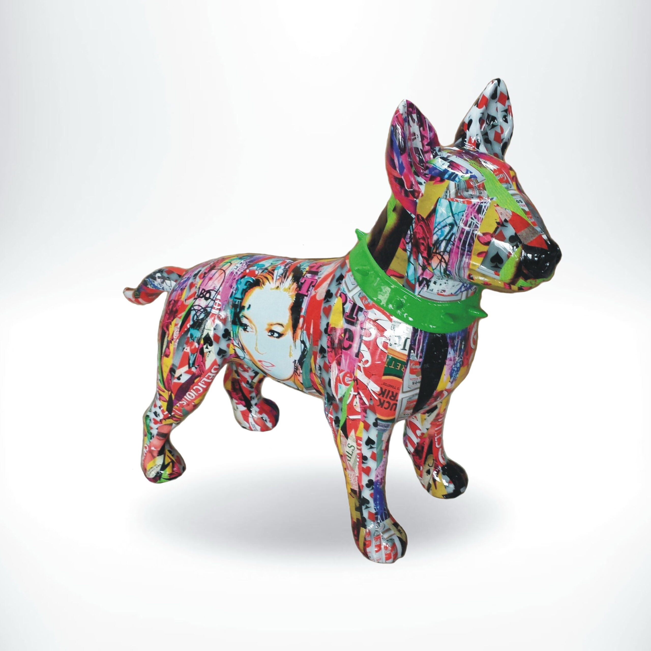 Figura dekoracyjna pies Bulterier stojący - pop-art 4 Figura dekoracyjna pies Bulterier stojący - pop-art