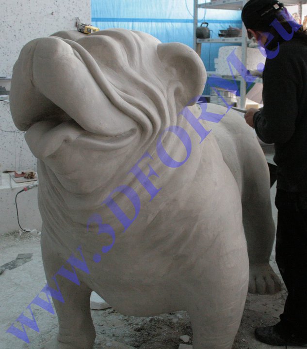 Grande figurine de chien bulldog américain - édition monochrome 5 Duża figura pies bulldog usa - edycja jednokolorowa