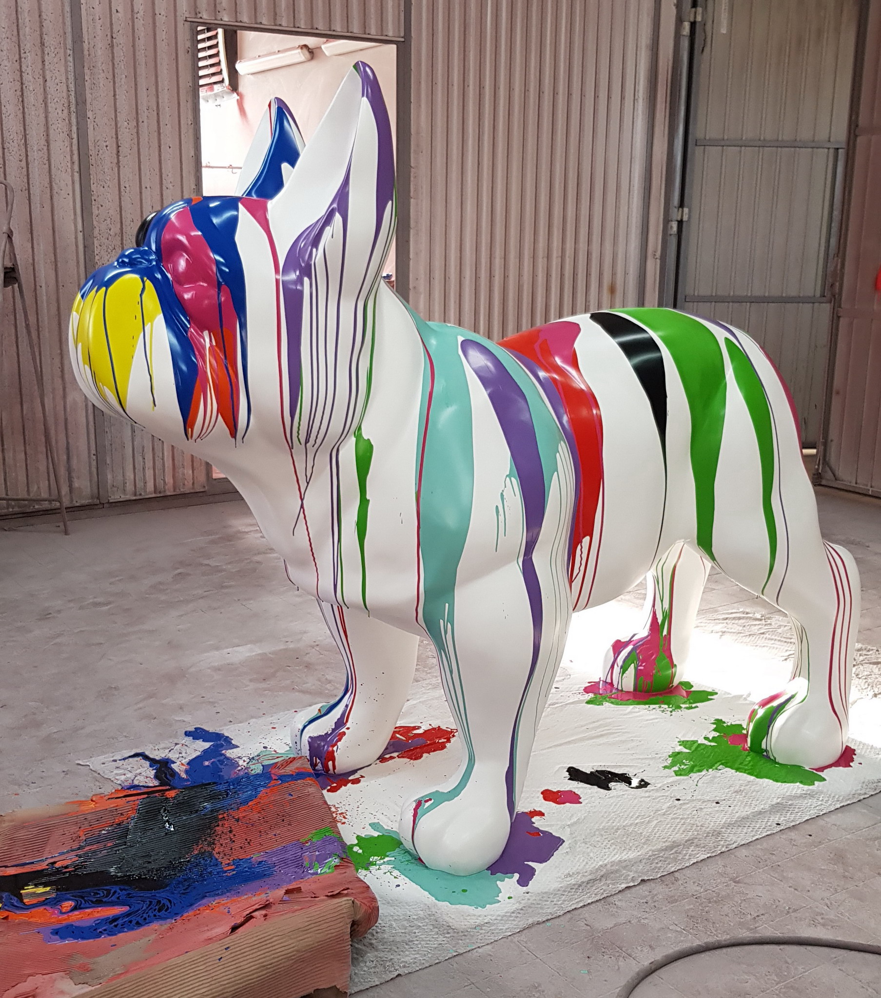 Un gros chiot bulldog - version multicolore. 2 Duży szczeniak pies bulldog - wersja multikolor