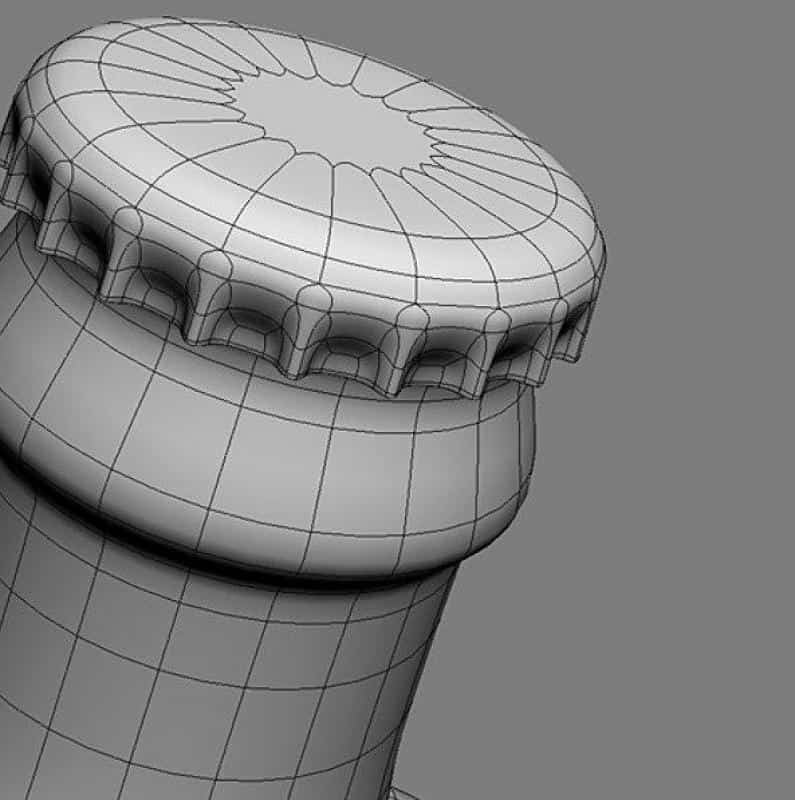 Model 3D kapsla zakręcającego na butelce.