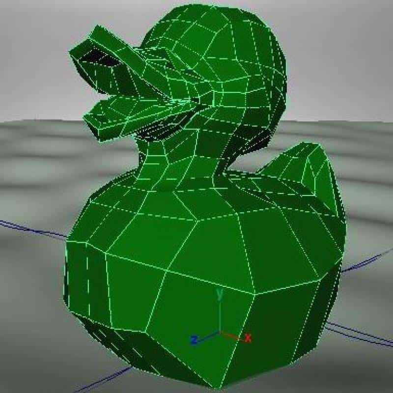 Grande Canard 2 Zielony, trójwymiarowy model geometryczny kaczki.