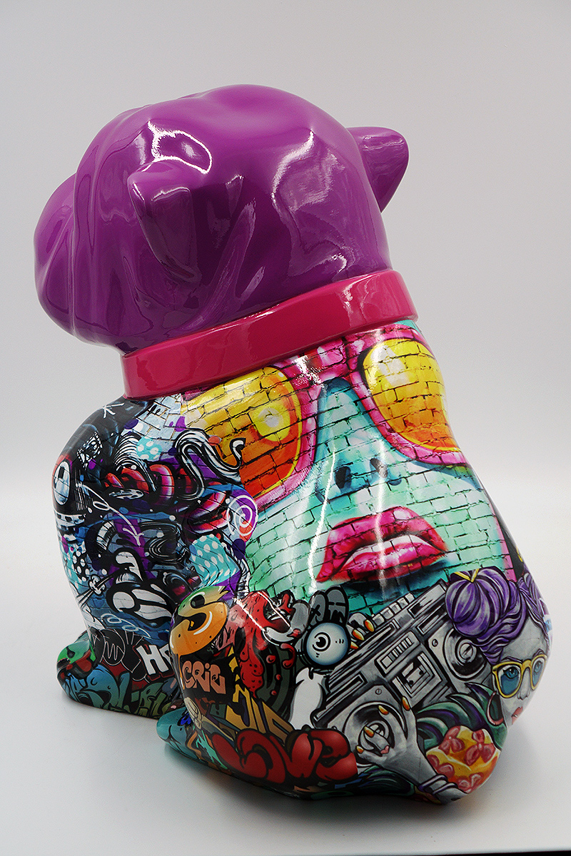 Chien Bulldog Angelo 40cm - Graffiti 2 pies Bulldog Angelo 40cm - Graffiti