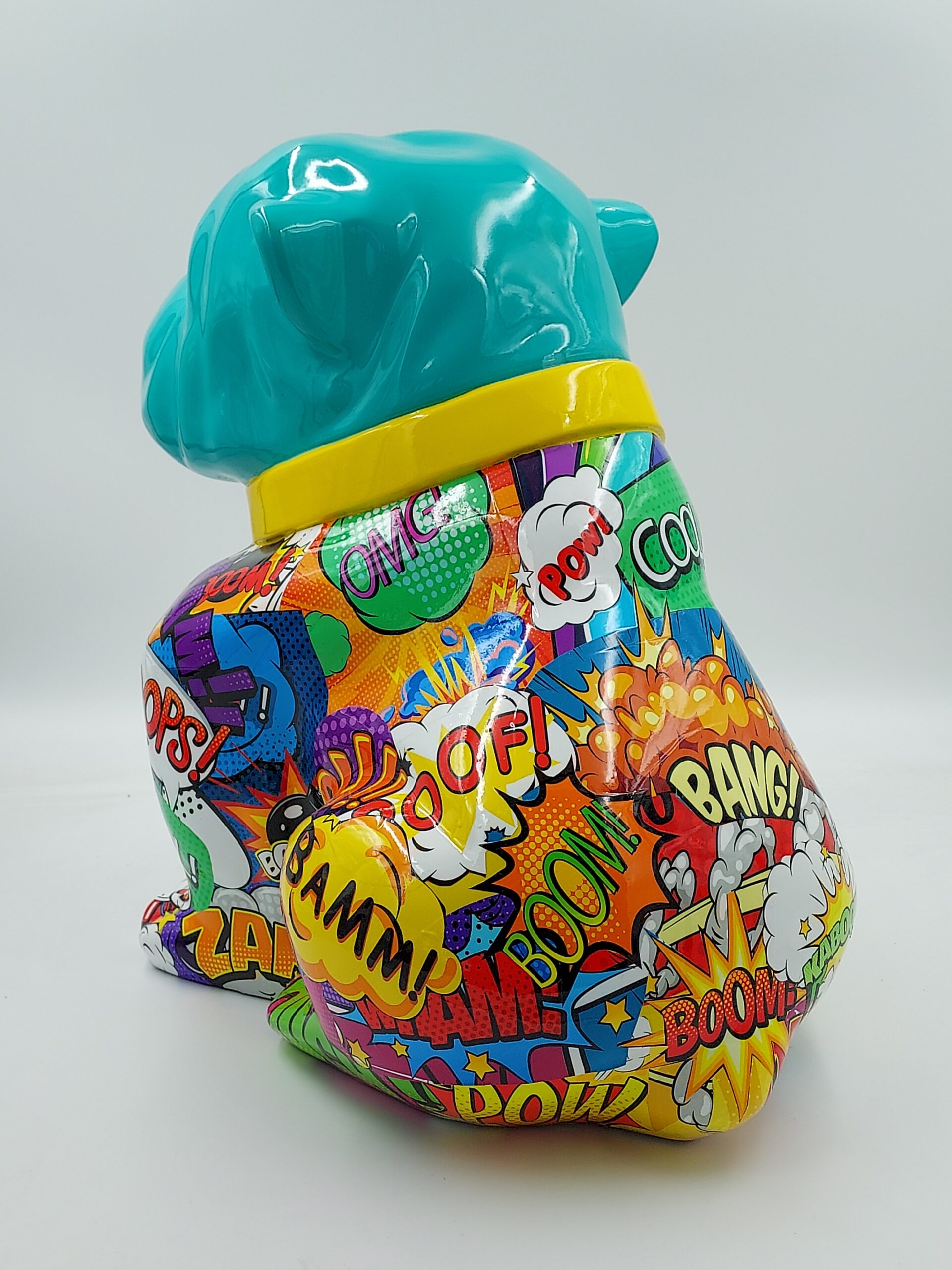 Chien Bulldog Angelo 60cm - Pop art 3 pies Bulldog Angelo 40cm - Pop art