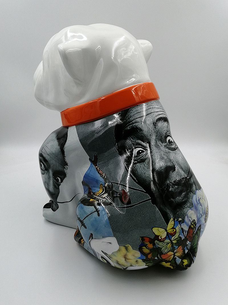 Chien Bulldog Angelo 60cm - Moustache 2 pies Bulldog Angelo 40cm - Mustache