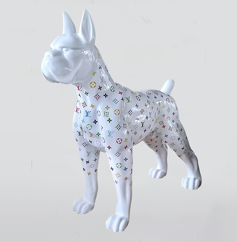 Grande figurine de chien Boxer - monogramme 1 Duża figura pies bokser - monogram