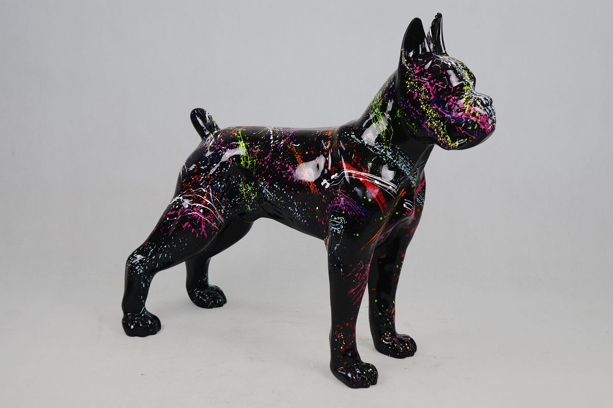 Boxeur debout L - Splash Black 1 Stojący pies Boxer L - Splash Czarny