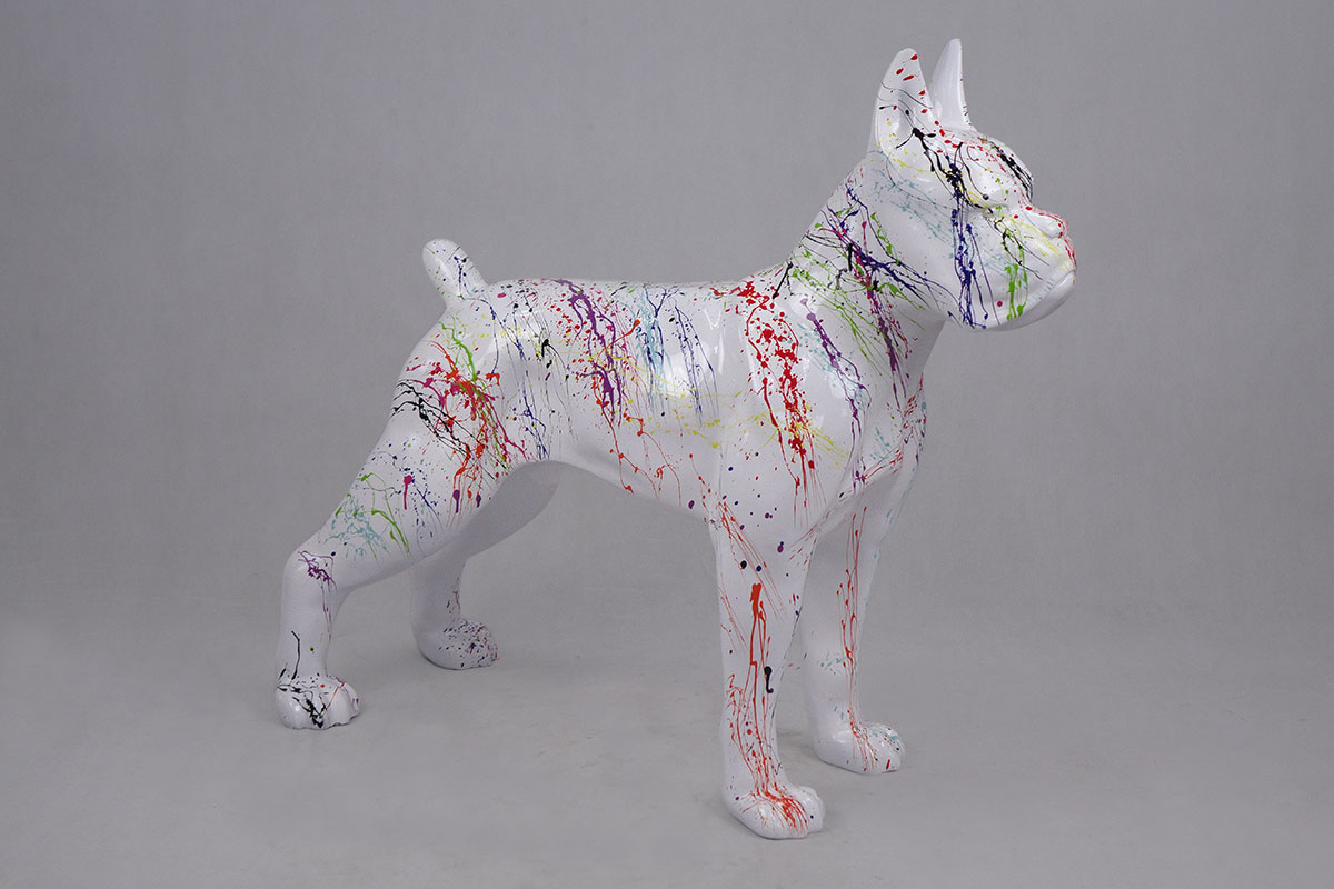 Boxeur debout L - Splash White 1 Stojący pies Boxer L - Splash biały