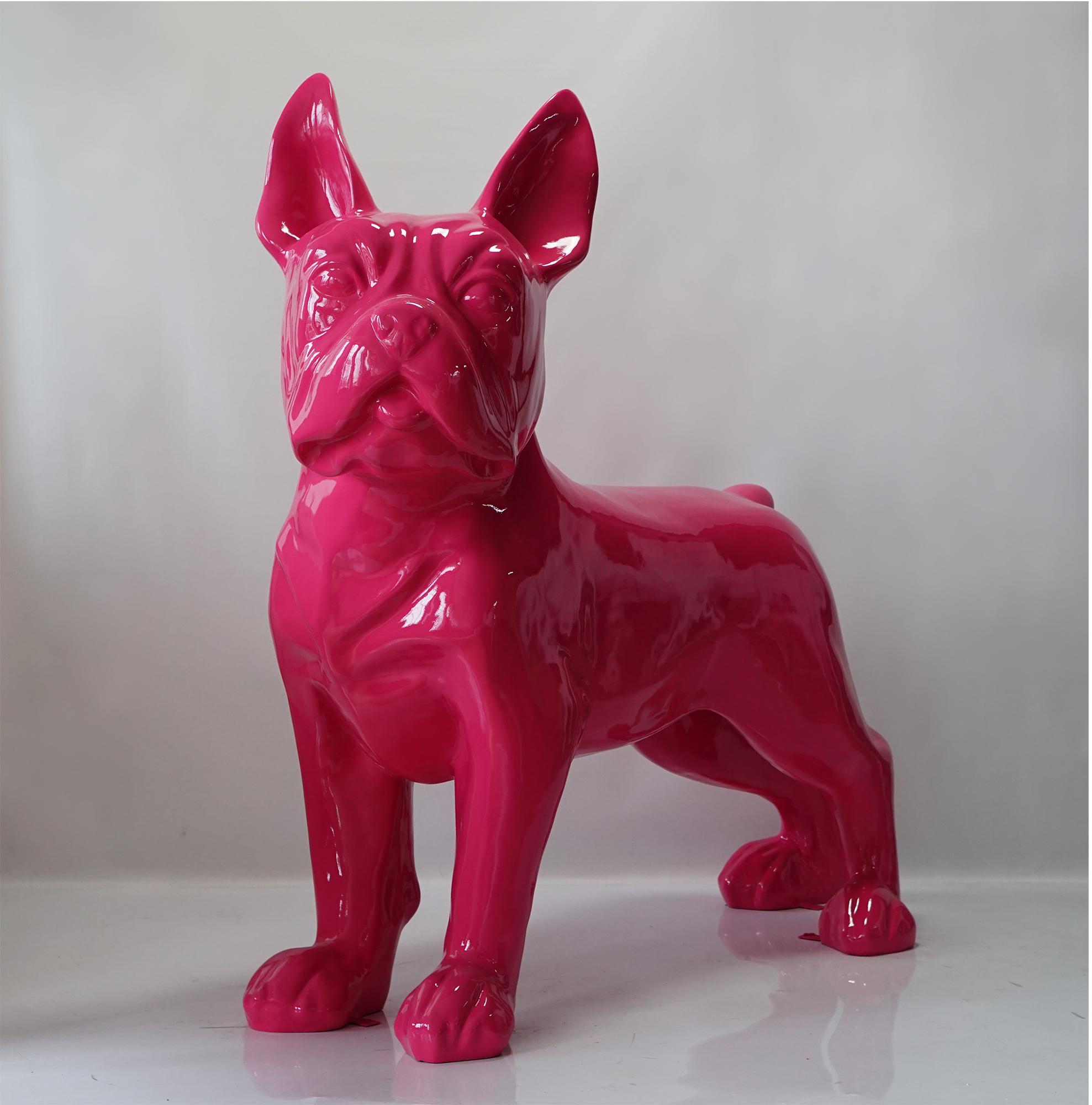 Grande figurine de bouledogue français - rose 1 pies Duża figura Bulldoga Francuskiego - różowy