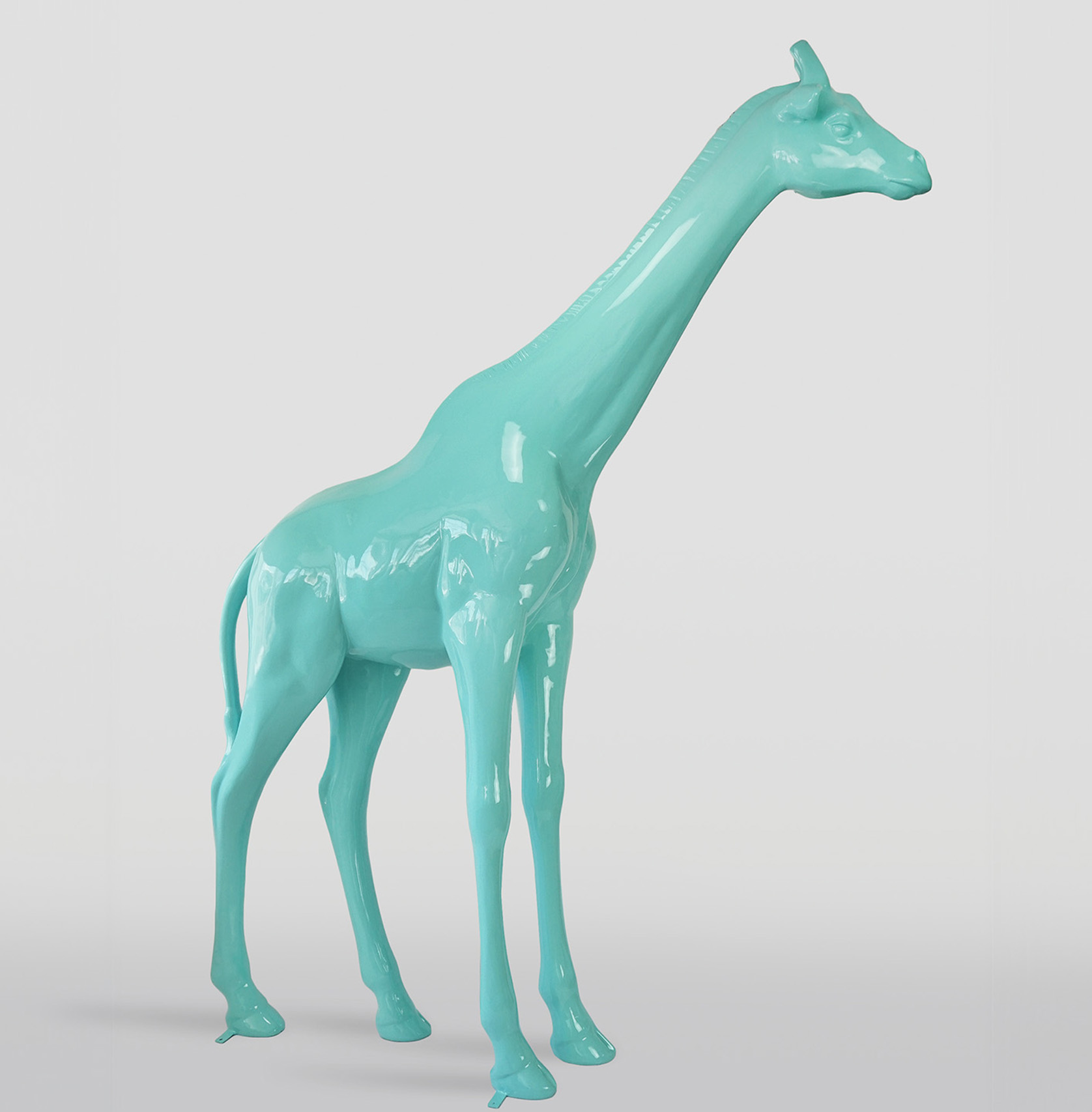 Grande figurine de girafe grandeur nature - cyan 1 Duża figura żyrafa naturalnej wielkości - seledyn