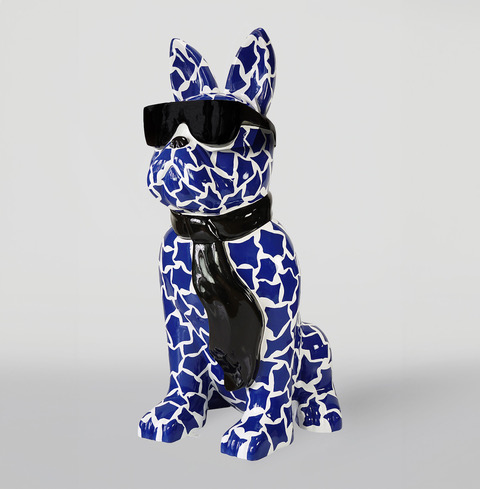 pies Duża figura bulldoga z krawatem w okularach - Łaty