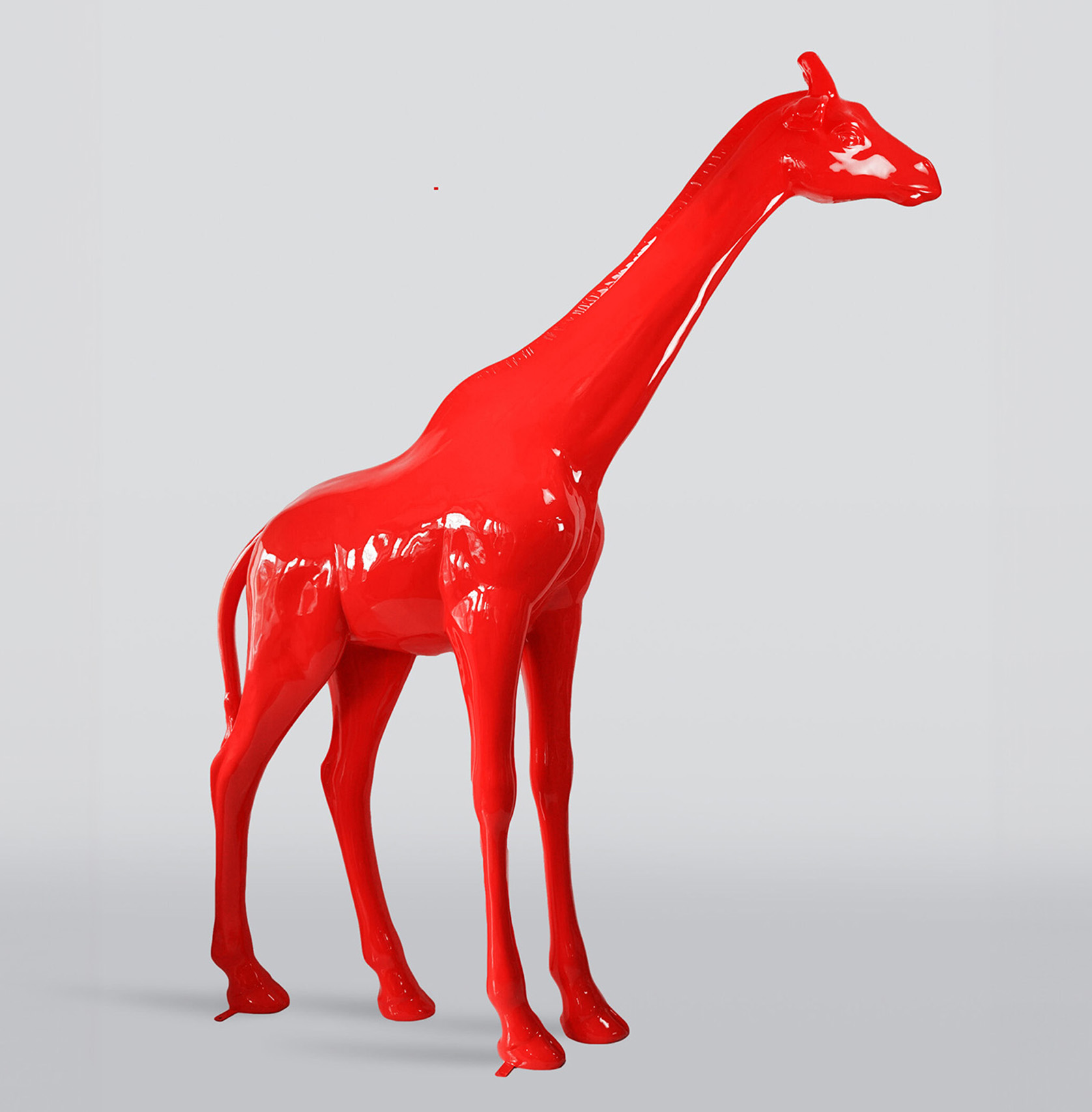 Grande figurine de girafe à taille réelle - Rouge 1 Duża figura żyrafa naturalnej wielkości - czerwona