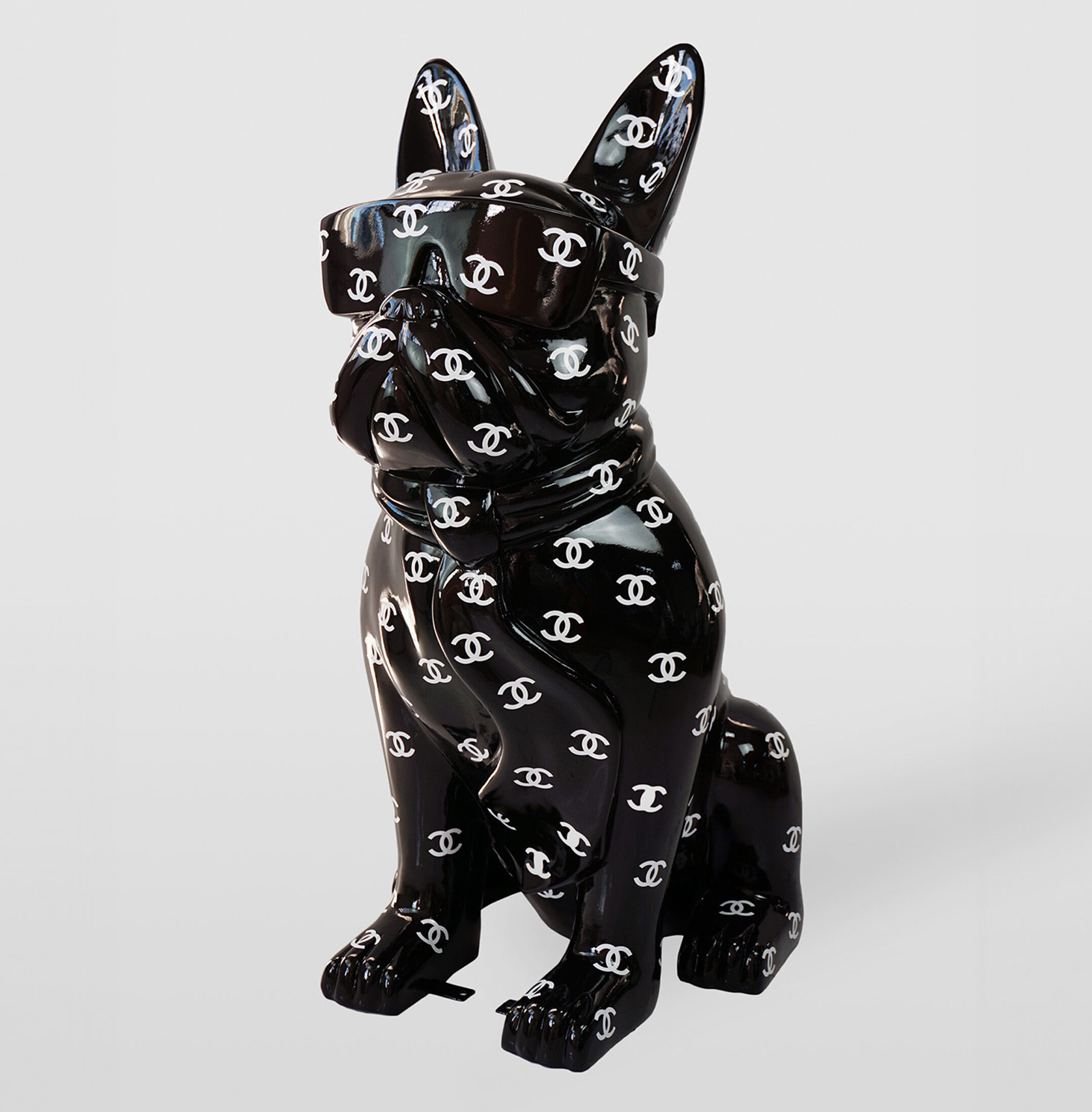 Grand figurine de bouledogue avec cravate et lunettes - Logo 1 pies Duża figura bulldoga z krawatem w okularach – Logo