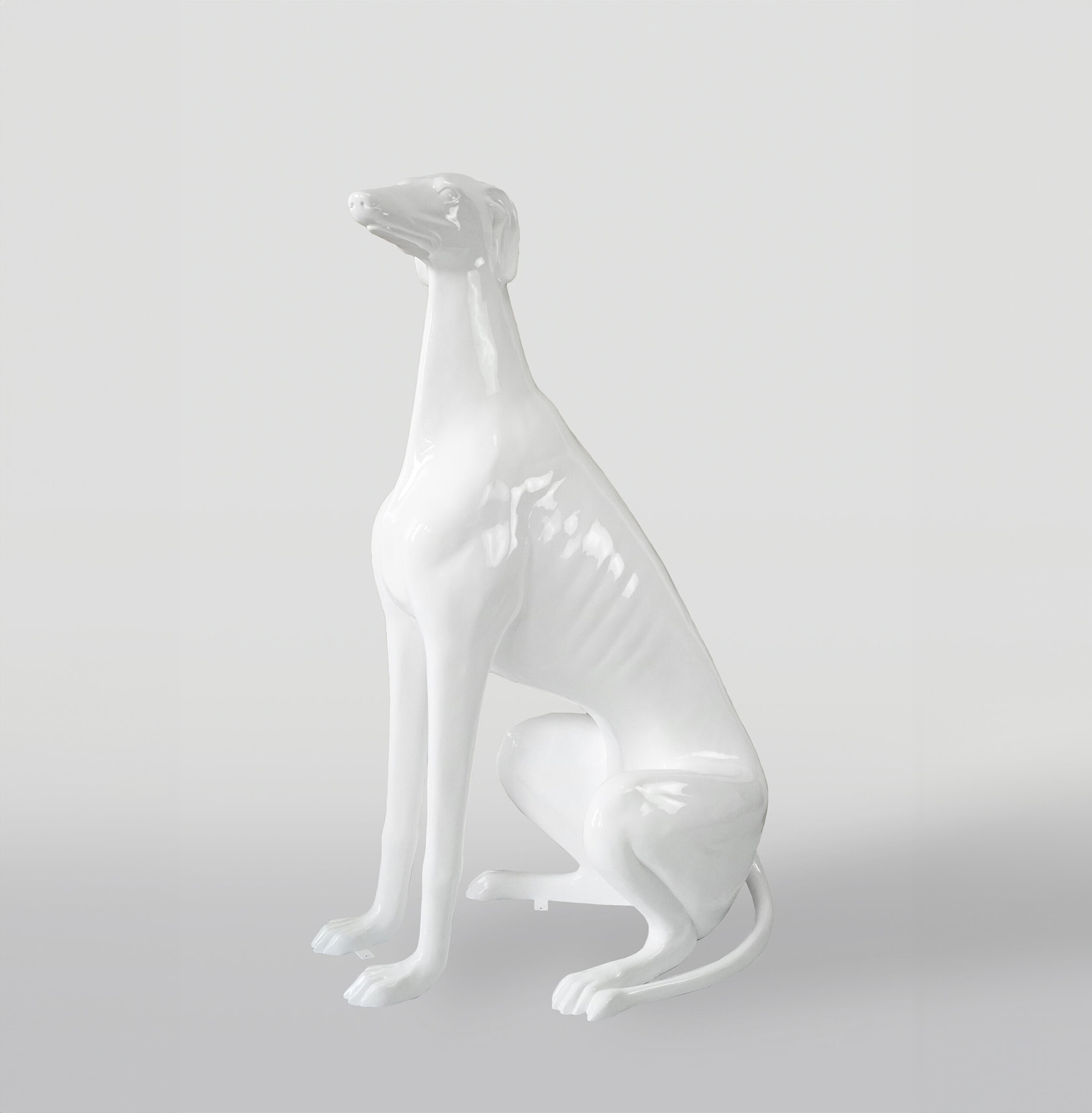Grande figurine lévrier blanc 1 Duża figura biały pies greyhound