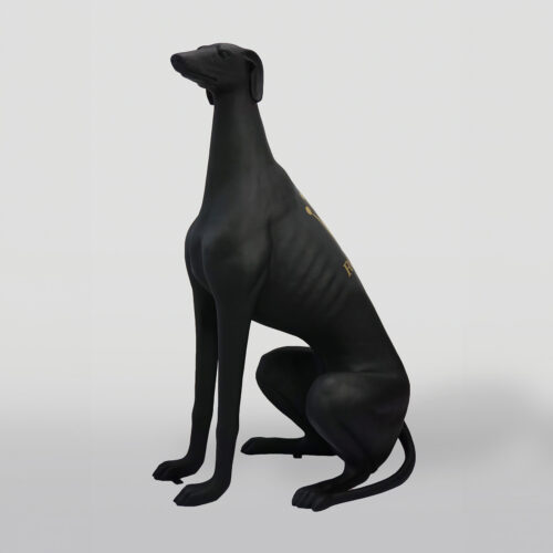 Duża figura czarny pies greyhound Rlx