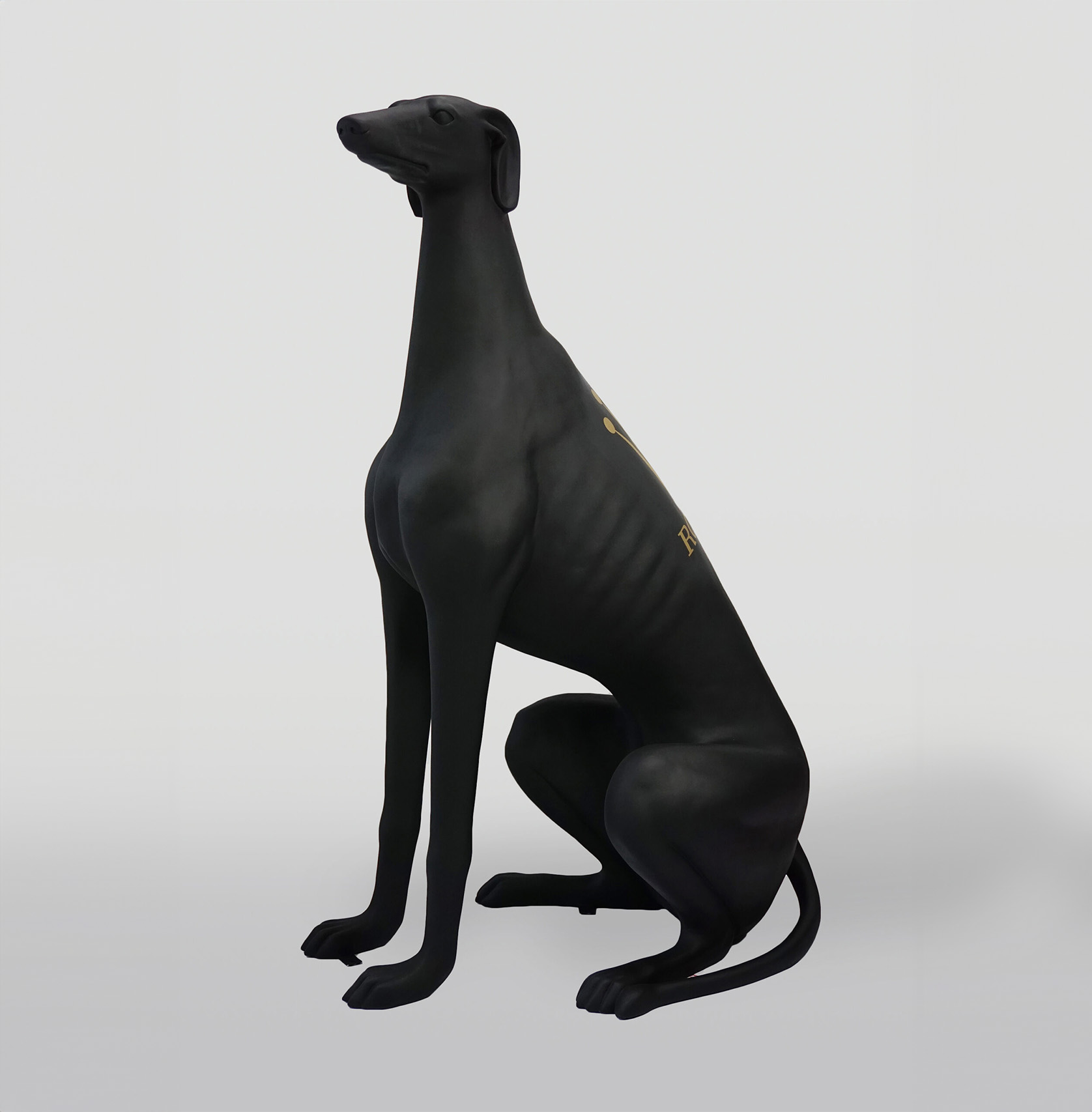 Grande figure de chien greyhound noir avec motif RLX 1 Duża figura czarny pies greyhound Rlx