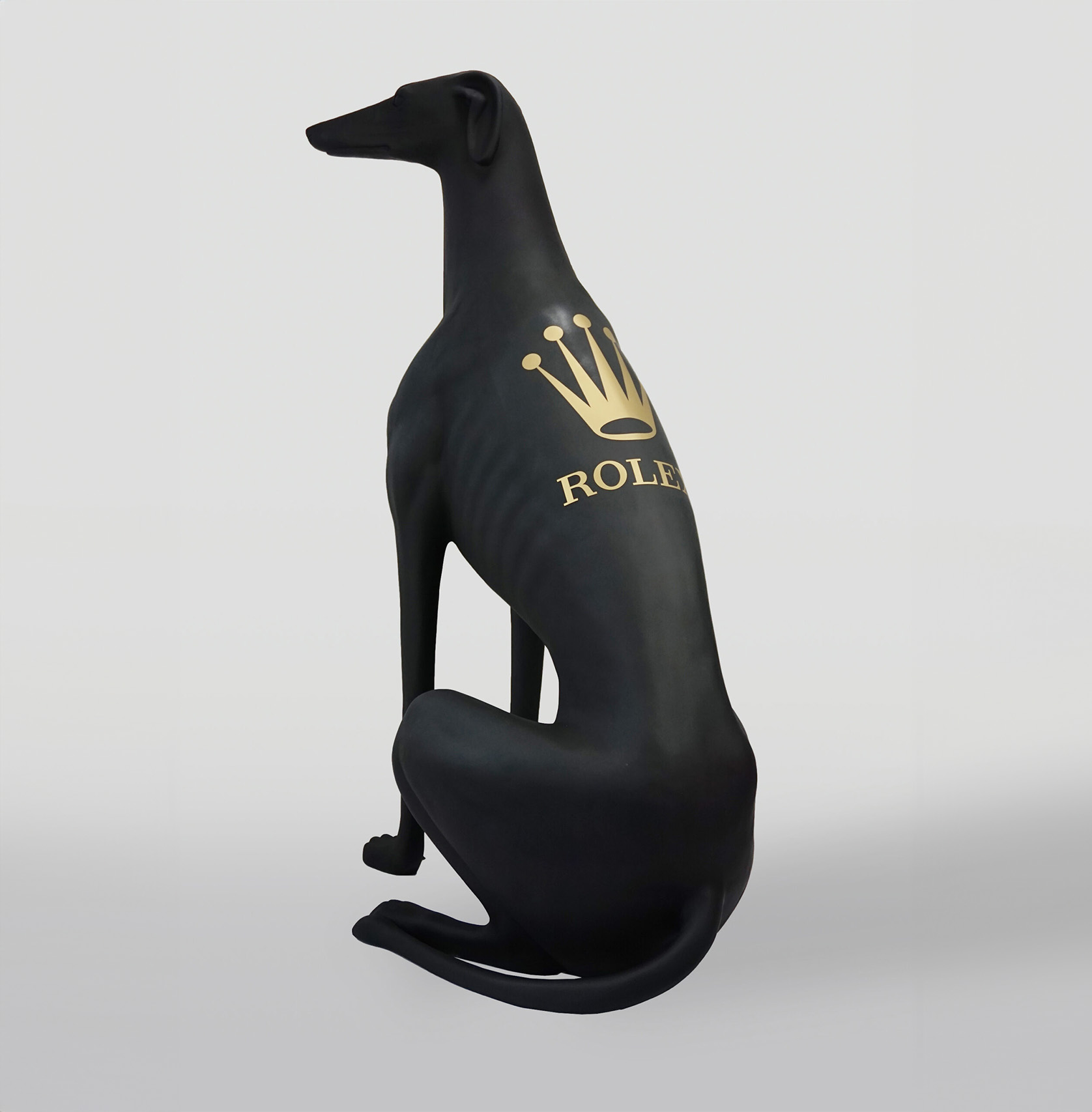 Grande figure de chien greyhound noir avec motif RLX 2 Duża figura czarny pies greyhound Rlx