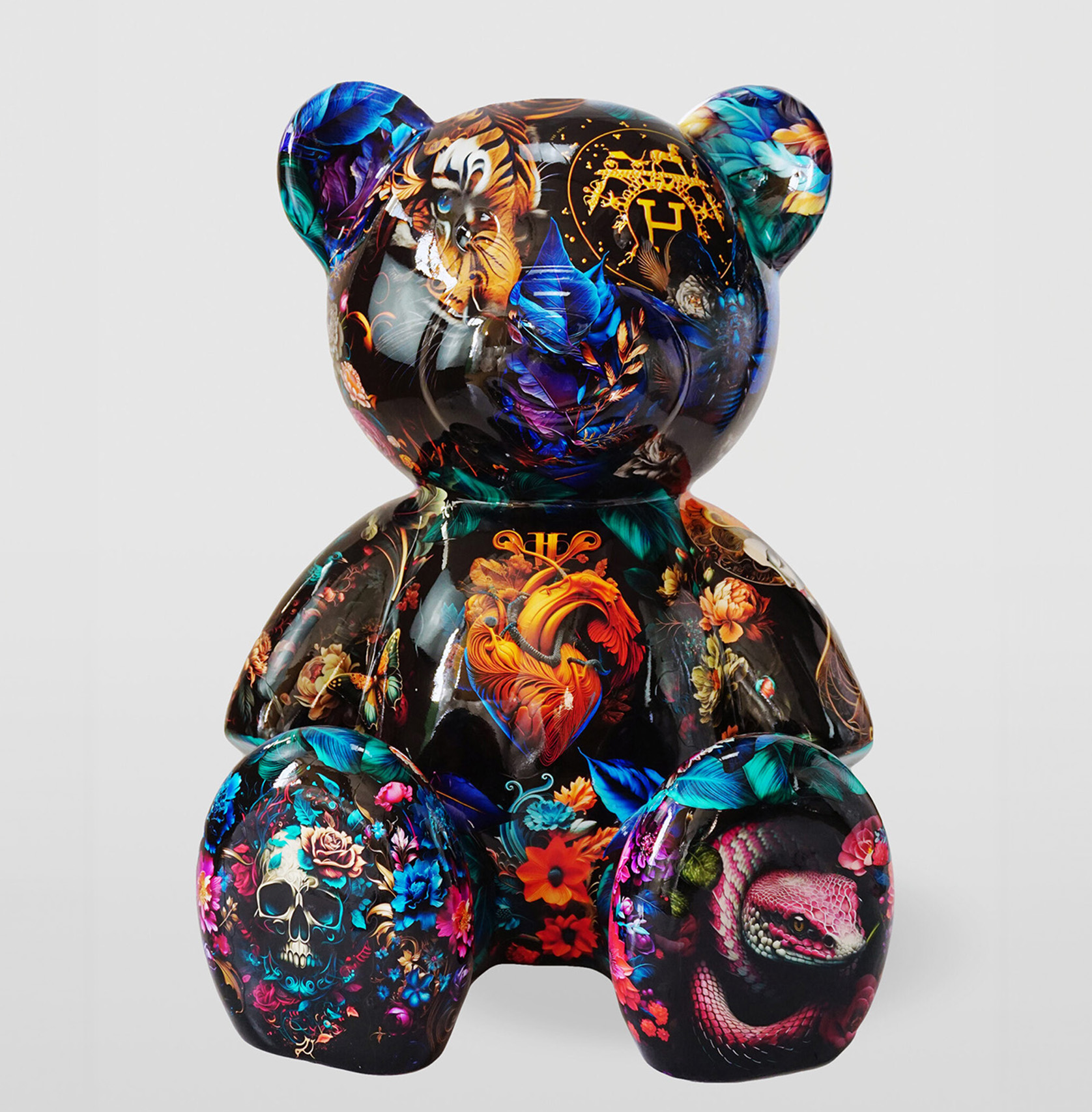 Grand ours assis - motif Inde 1 Duży siedzący miś - motyw Indii