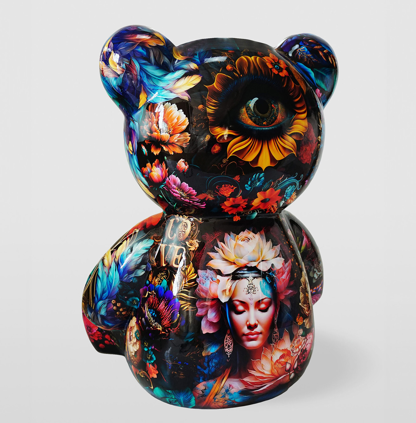 Grand ours assis - motif Inde 2 Duży siedzący miś - motyw Indii