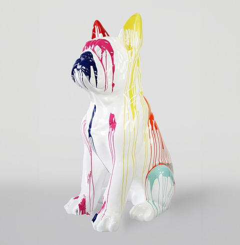 pies Duża figura bulldog francuski „Juki”- biały trash