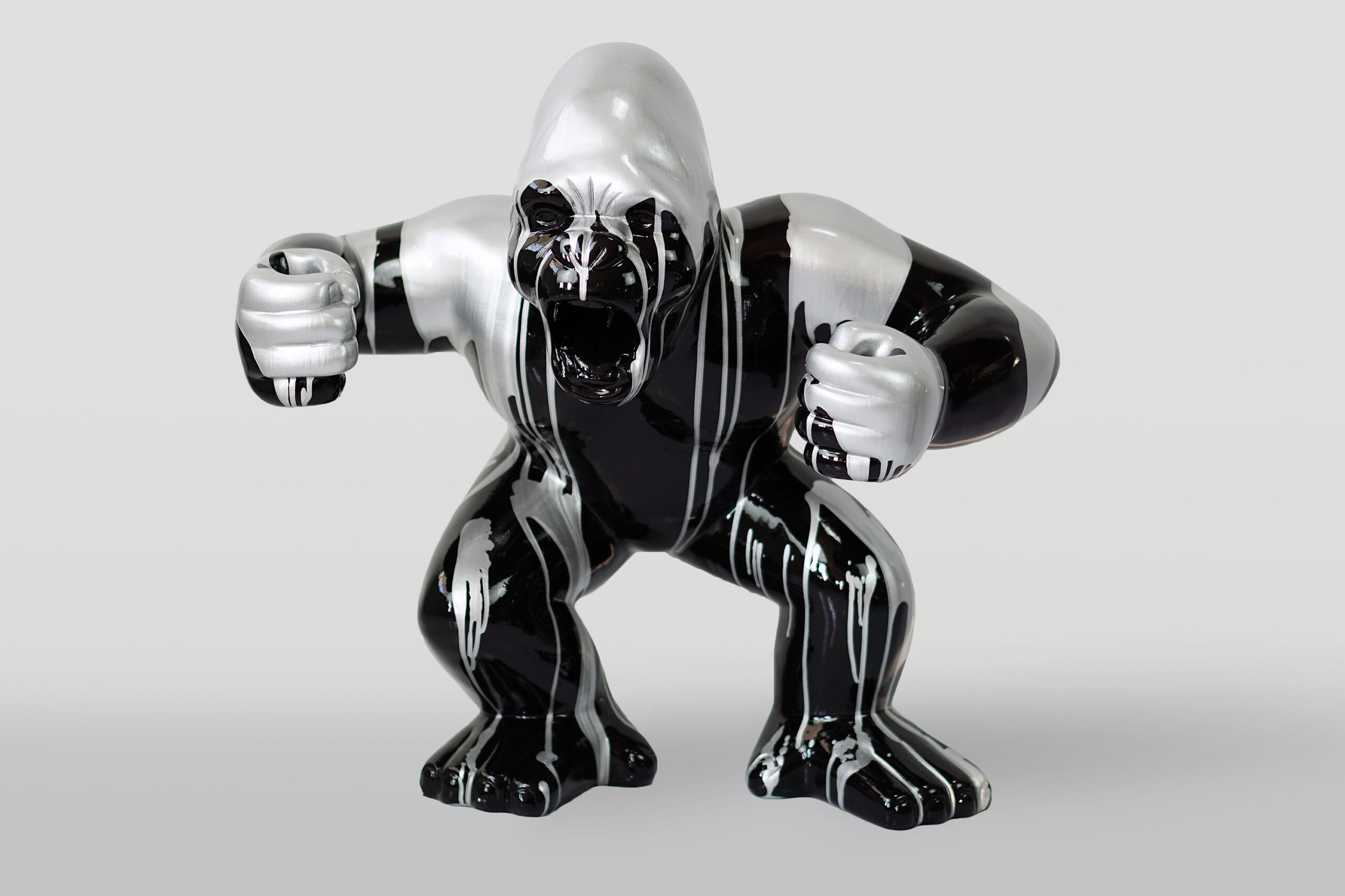 Gorille noir L - poubelle argentée 1 Czarny goryl L - srebrny trash