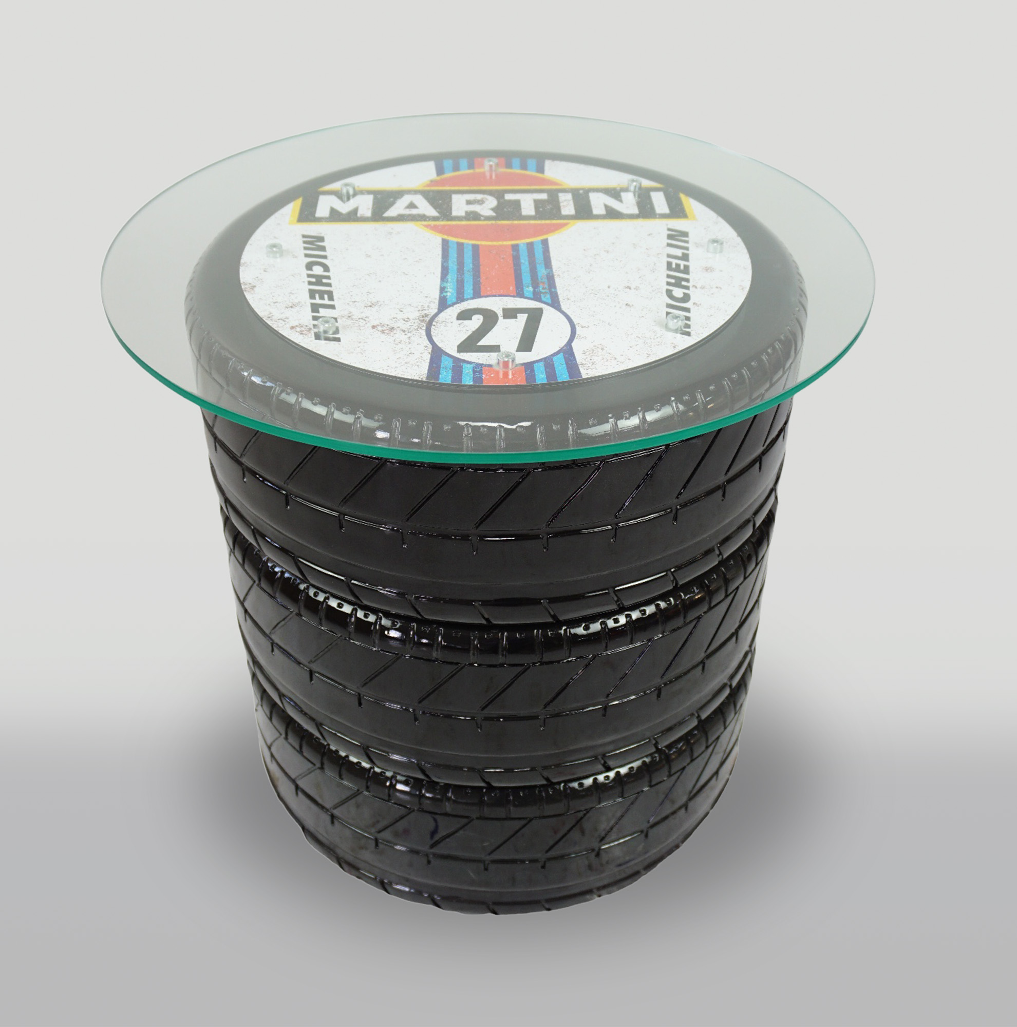 Table basse en pneus avec motif Martini 27 1 Stolik z opon z motywem Martini 27