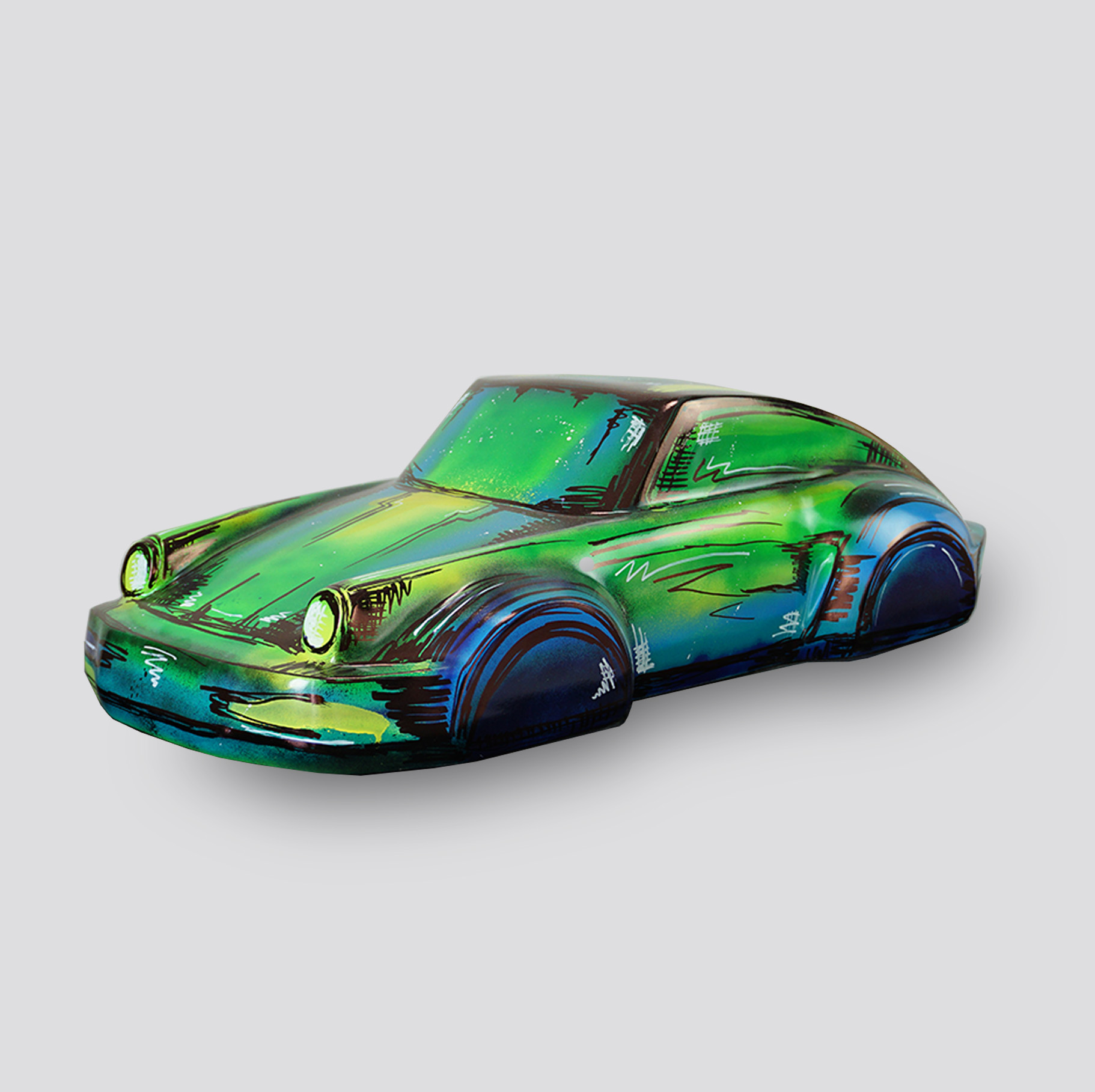 Modèle de voiture 911 - motif feutres sur socle 2 Model auta 911 - motyw mazaki na podstawie