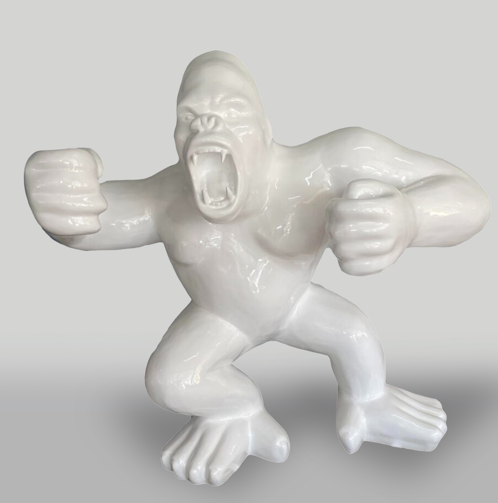 Grande figurine de gorille blanc boxeur 1 Duża figura białego goryla boksera