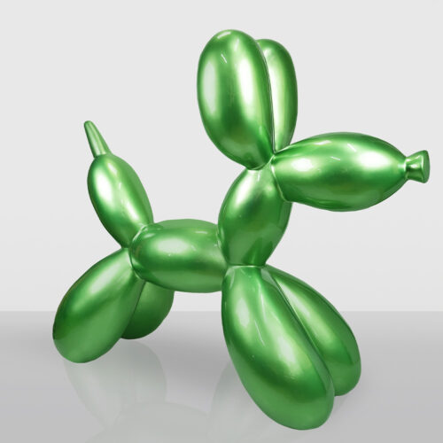 Chien Ballon Grande Figurine Décorative – Vert Métallisé