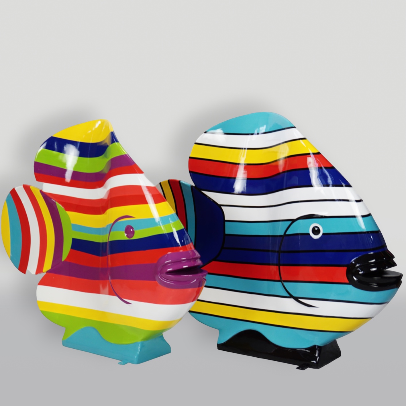 Poisson XL à Rayures Colorées - Motif 1 2 Ryba XL w Kolorowych Paskach - Motyw 1