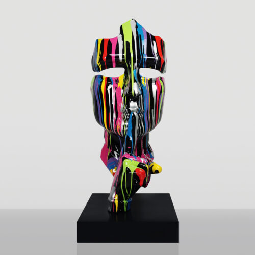 Masque de taille moyenne de 120 cm sur support - Finition Trash Noire