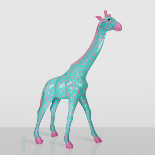 Grande Girafe 230CM Version Rose avec Taches Céladon