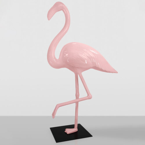 Grande Figurine Décorative Flamant Rose 3D - Rose