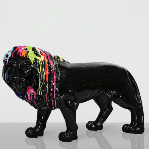 Grande Figure de Lion Debout - Trash Noir