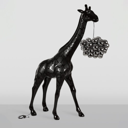 Grande Girafe 230cm Lampe - Version Noire avec Taches