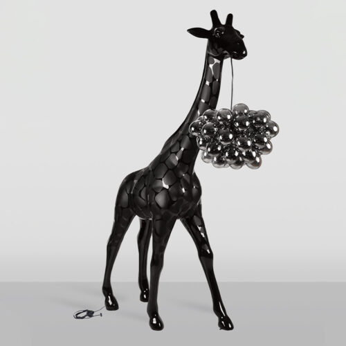 Grande Girafe 230cm Lampe - Version Noire avec Taches