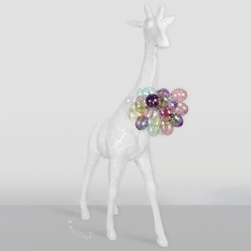 Grande Lampe Girafe 230cm – Version Blanche avec Taches