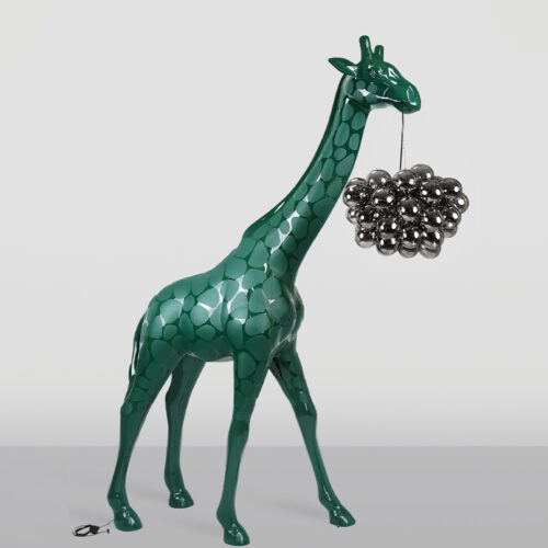 Grande Girafe 230cm Lampe – Version Verte avec Taches